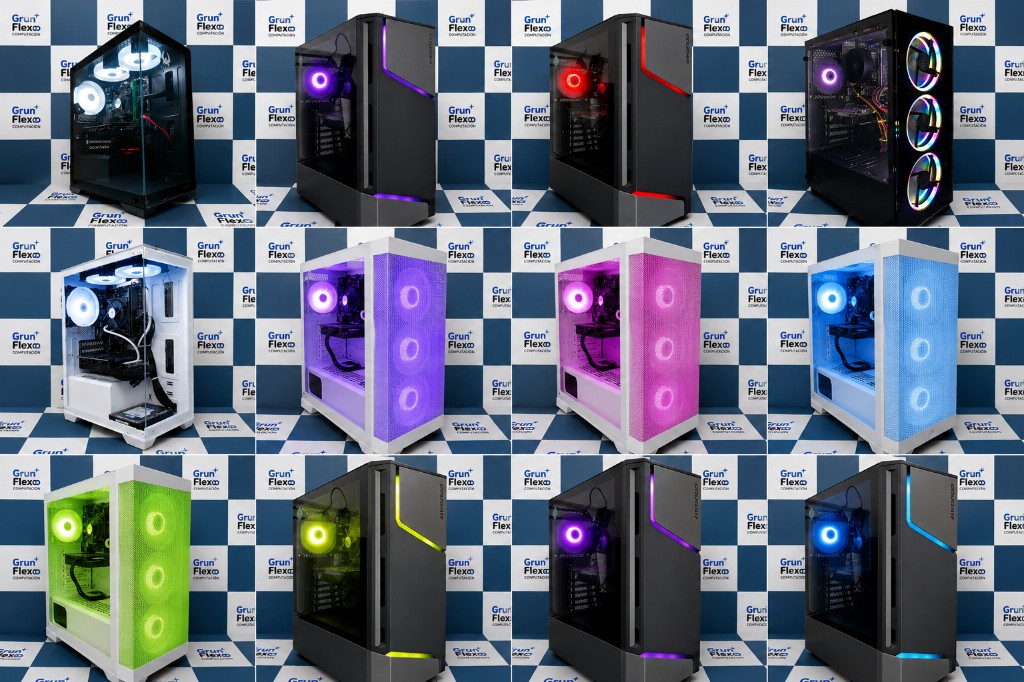 Galería de PCs GrünFlex — distintos gabinetes y configuraciones